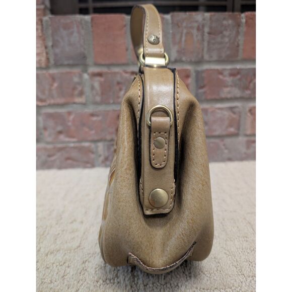 Patricia Nash Purse Gracchi Frame Tooled Light Brown Tan Leather Satchel Handbag - Picture 10 of 14